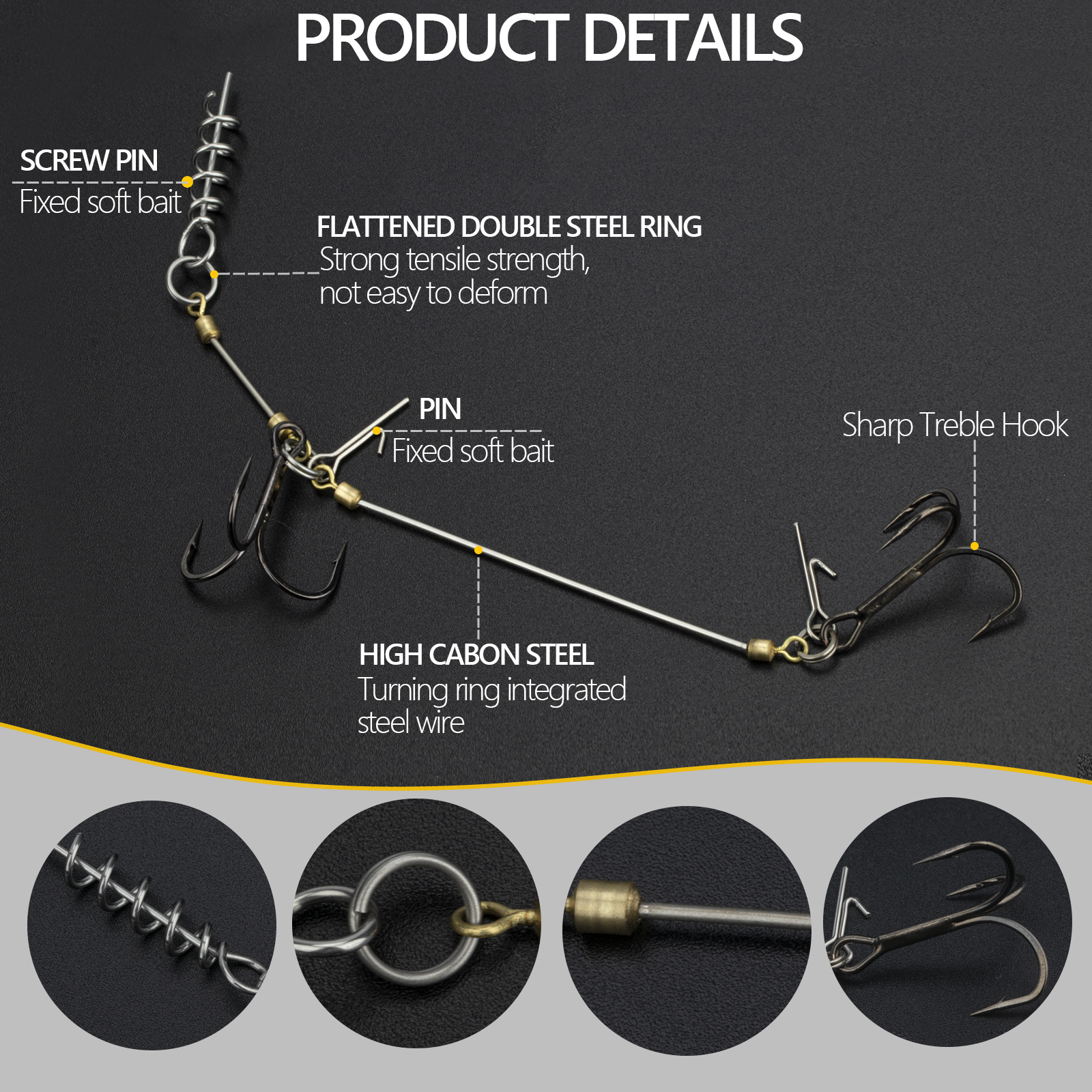 THKFISH Pike Stinger Rig anzuelos triples S M L anzuelo de pesca con tornillo de múltiples depósitos con conector de clavija de peso de plomo para Swimbait
