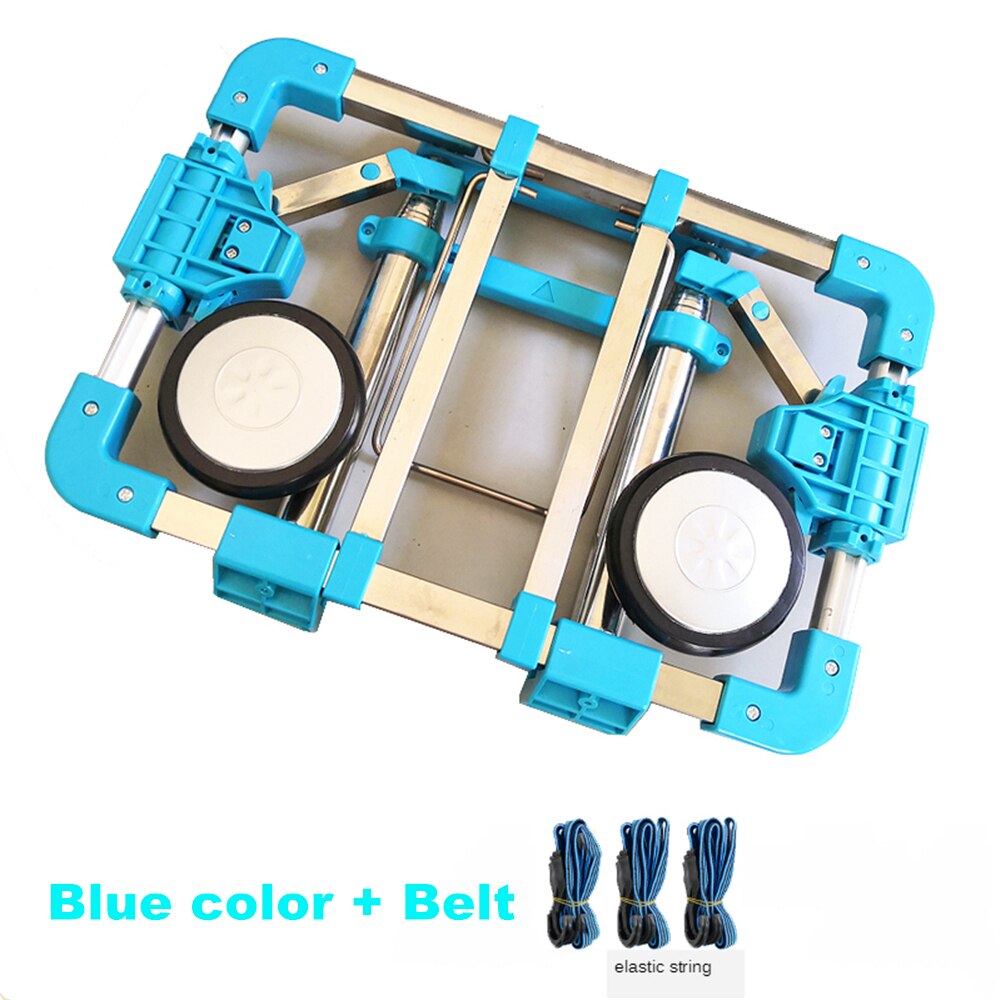 B-LIFE Stainless Steel Hand Truck Garden Carts Folding Wheels Solid Construction Adjustable Handle for Shopping Moving Cart Bag: A4 BLUE