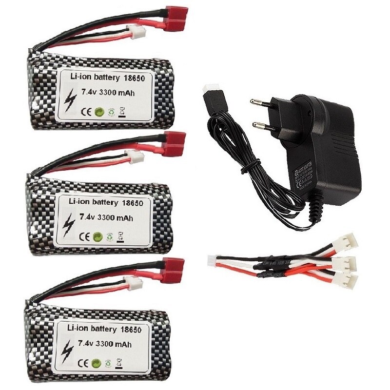 (T) wltoys 10428 12429 12423 12427 12401 12402 12402-A 12402A Parti di Automobili del RC 7.4V 3300MAH Batteria lipo 2S 18650: Luce Verde