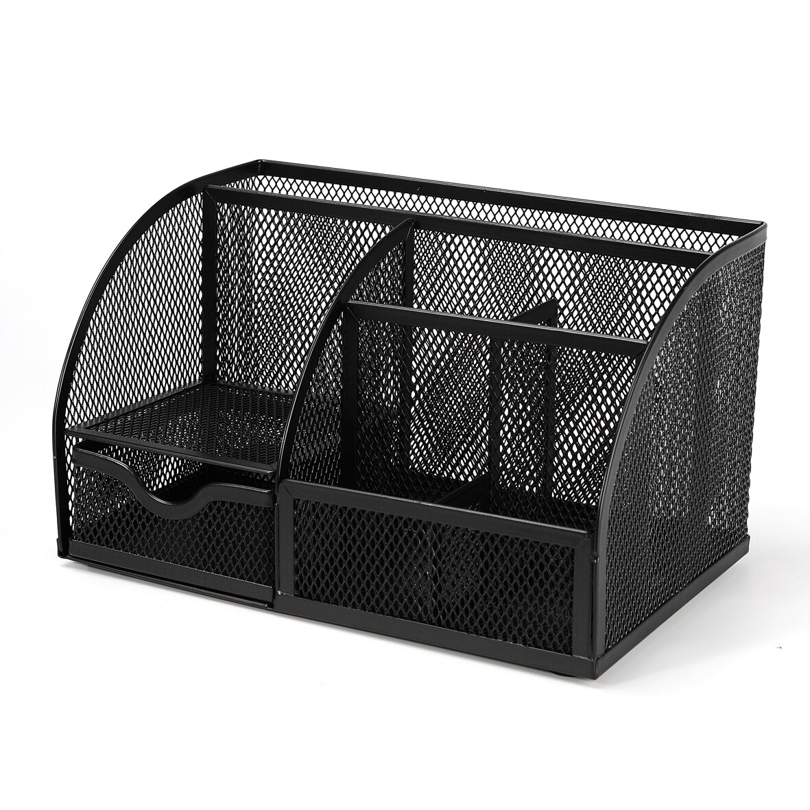 Metal Office Organizer Mesh Desktop Storage Box Stationery Accesorries Cosmetics Holder Office Home Supplies: Black