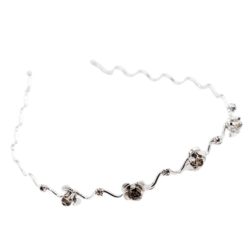 Kvinder dobbelt lag metallegering pandebånd hul sommerfugl blomstret hår bøjle smykker rhinestone bryllup hovedbeklædning: C