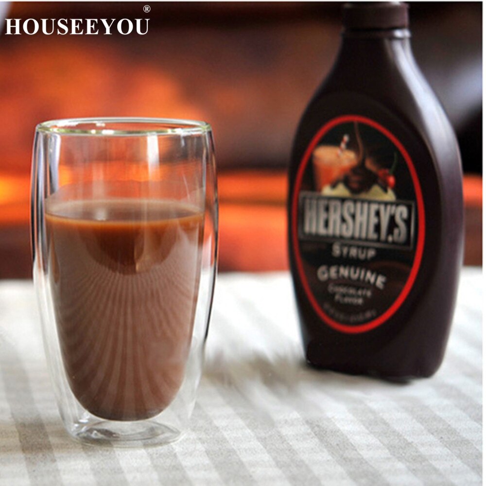 Xinseeyou xícara de vidro para café e chá, xícara criativa com dupla parede, transparente com isolamento