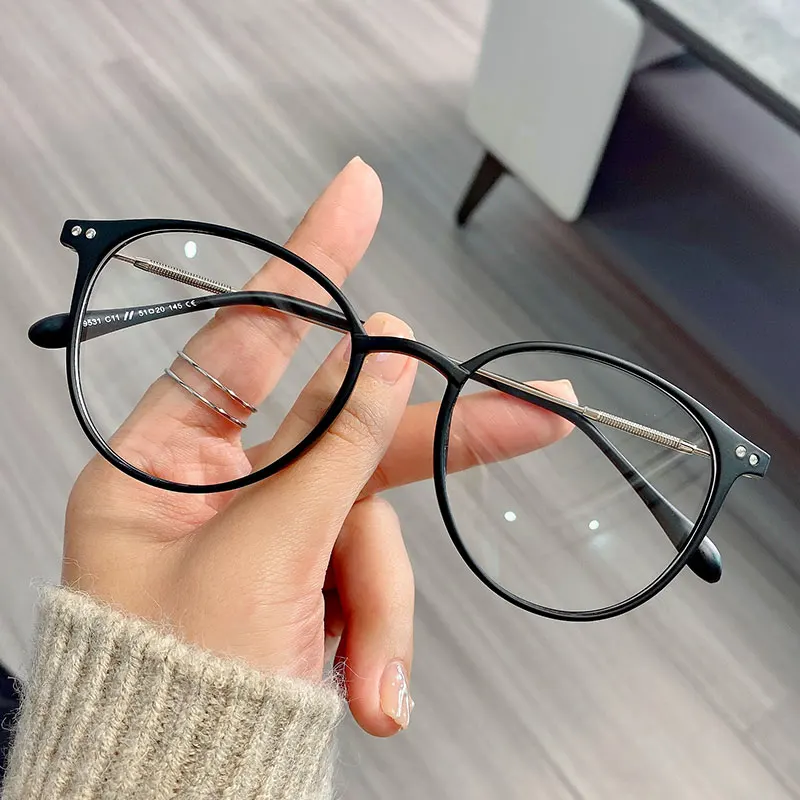 Vintage Computer Glasses Frame Women Men Anti Blue Light Round Eyewear Blocking Glasses Round Optical Spectacle Eyeglass: MULTI