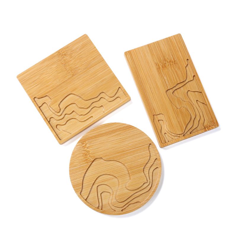 Handmade Natural Wood Coaster Round Square Teacup Mat Bamboo Wooden Coasters for Drinks Resin Art Crafts: A