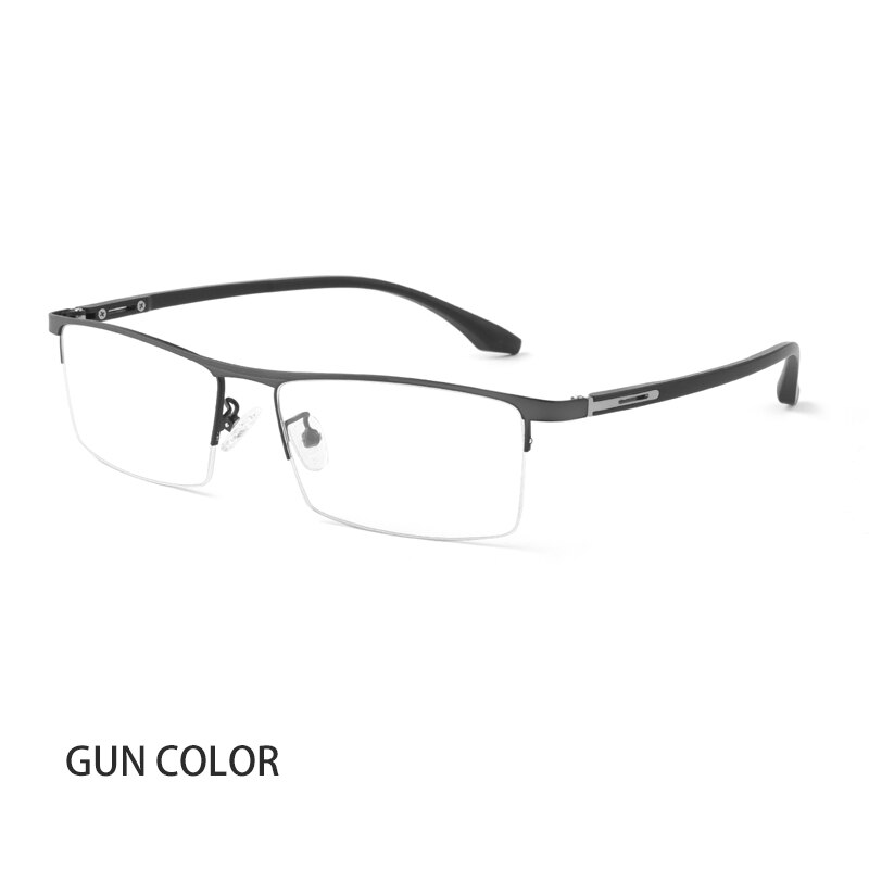 Glasses Frame Half Rimless Optical Eyeglasses Frame Prescription Eyewear Glasses Spectacles Men Business Spectacles: gray