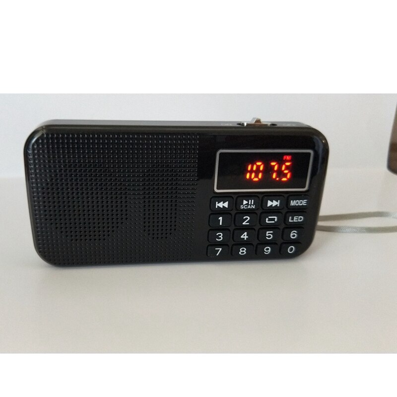 Reproductor de música MP3 altavoz portátil Mini Radio FM Auto Scan con batería 18650 y ranura para tarjeta TF y linterna