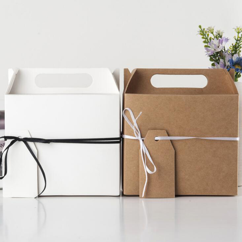 10Stck Papier Karton Boxen mit Griff für Kuchen Süßigkeiten Cookie Snacks Partei Liefert