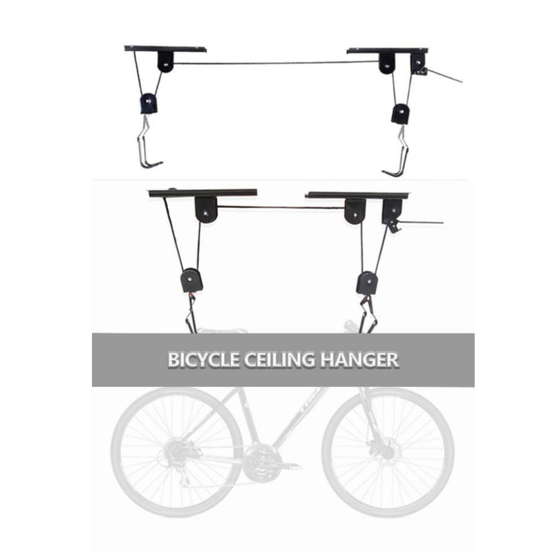 Bike Bicycle Lift Ceiling Mounted Hoist Storage Garage Hanger Pulley Rack Cycling Lift Assemblies Bicycle Accessories