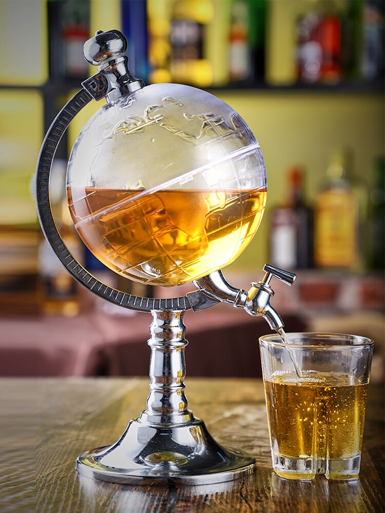 Globe Glas Dispenser Decanter Bar Accessoires Metalen Rietjes Wijn Bier Machine Tap Thuis Feestartikelen Creatieve Fles