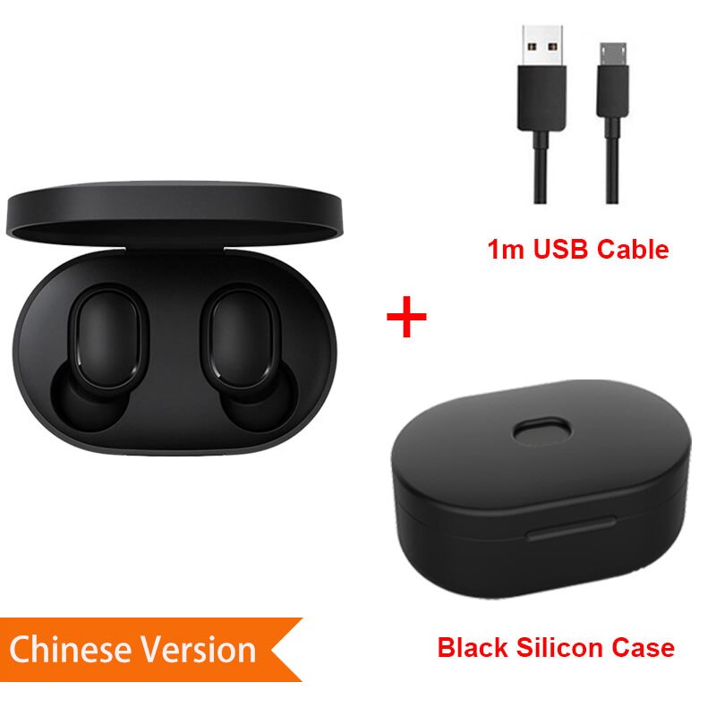 Xiaomi Redmi Airdots Earphone Bluetooth 5.0 Wireless Ear Hook Earbuds Noise Reduction Headset With Microphone AI Control: CN SiCase Black C