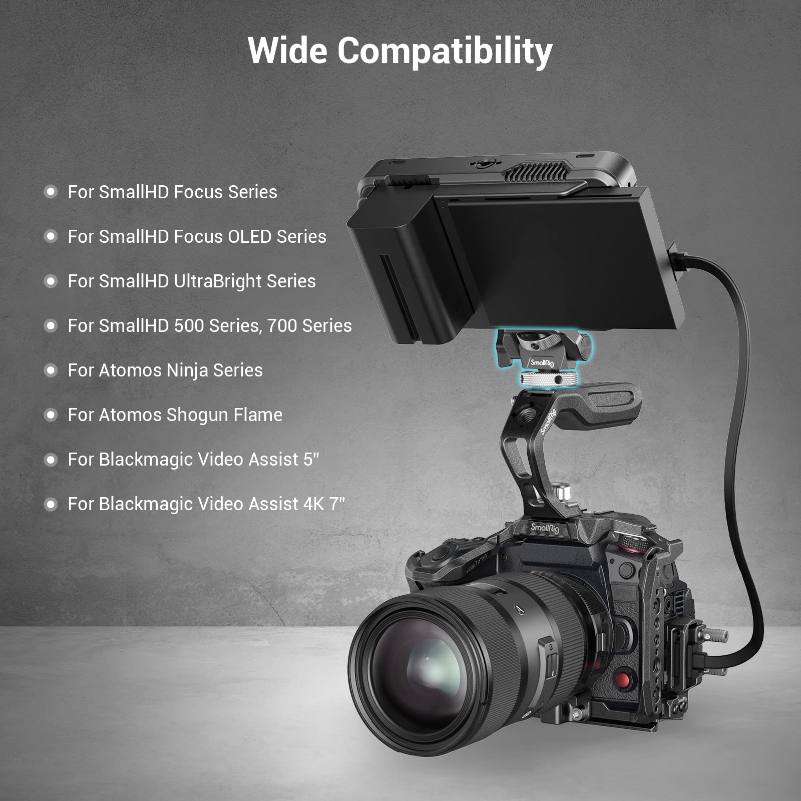 SmallRig DSLR Camera Clamp Swivel and Tilt Adjustable Monitor Mount w/ Screws Mount for Monitor Flash Light DIY Attachment 2905B
