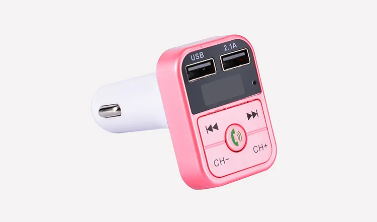 Bluetooth 5,0 fm Absender Auto Bausatz MP3-Modulator Spieler drahtlose Freis prec heinrich tung Audio--Empfänger Dual-USB-Schnell ladegerät 2.4a: Rosa