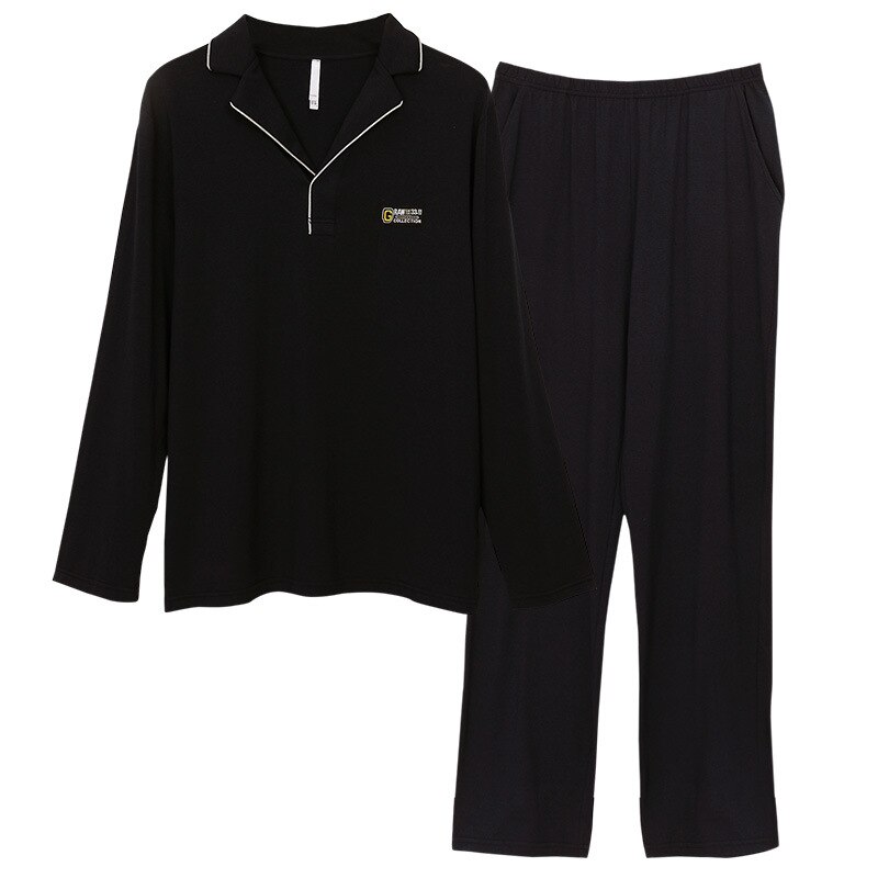 Super doux hommes modal nuit-costume couleur unie revers vêtements de nuit homme armée vert automne pyjama ensemble tout coton bleu confortable homecloth