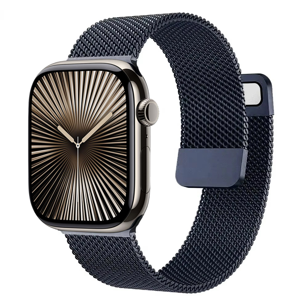 Correa milanesa para Apple Watch Ultra2 49mm 10 9 8 7 46mm 45mm 41mm 6 5 4 SE 44mm 40mm Metal magnético doble sección IWatch 3 42mm: Negro antiguo / 16 mm