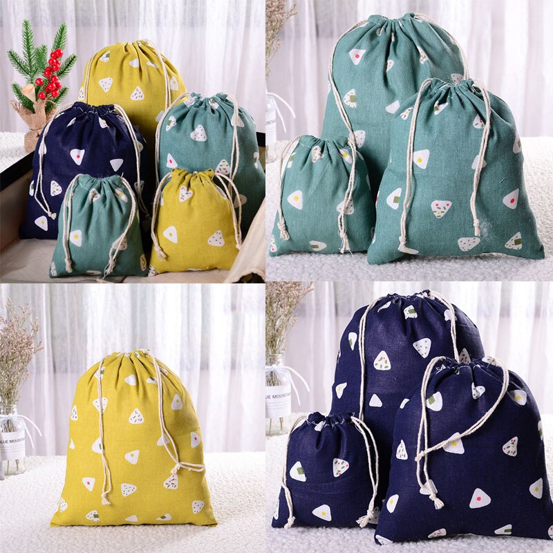 1pc Casual Women Cotton Drawstring Shopping Bag Eco Reusable Folding Grocery Cloth Underwear Pouch Case Travel Home Storage Bag