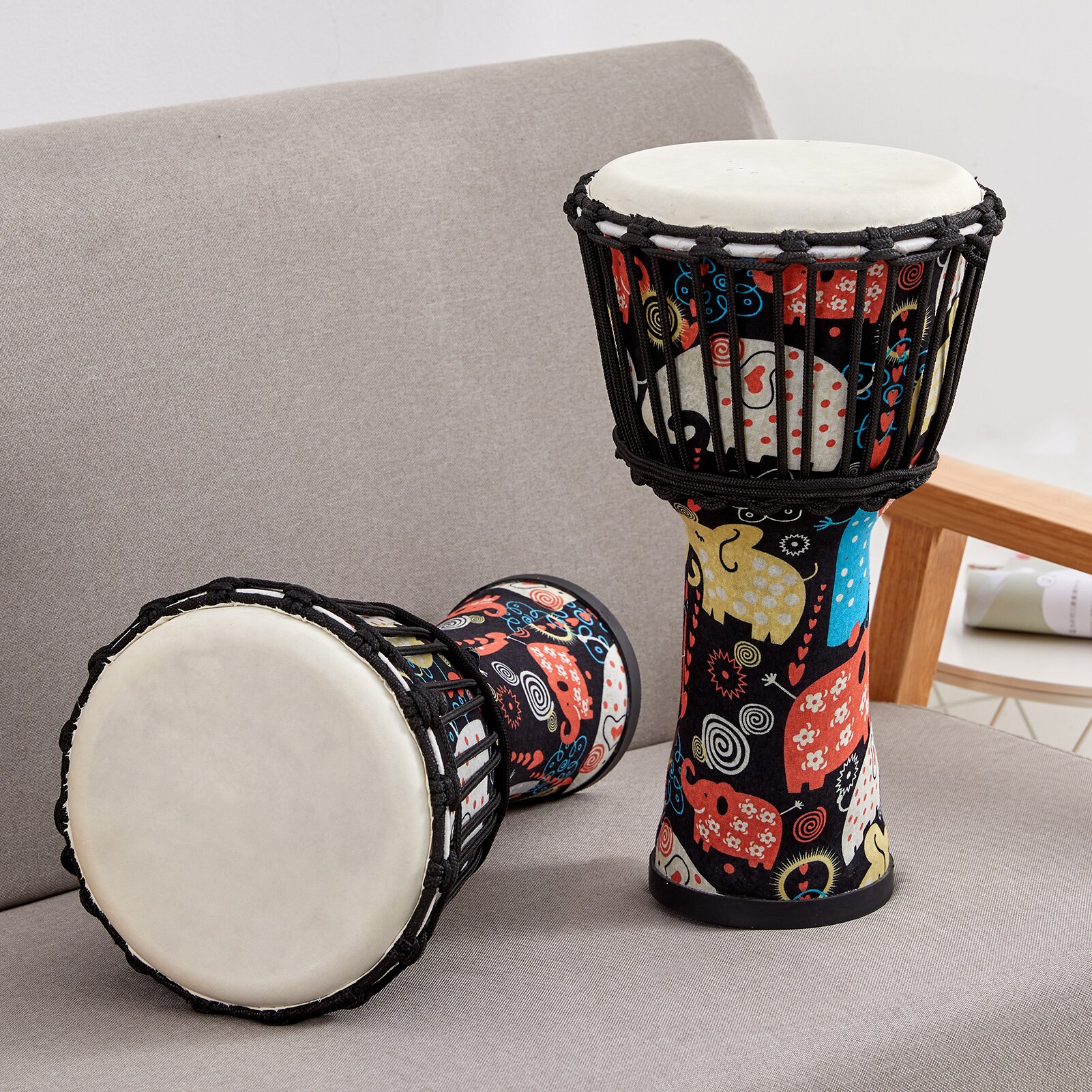 8 Inch Draagbare Afrikaanse Trommel Djembe Handtrommel Met Kleurrijke Art Patronen Percussie Muziekinstrument