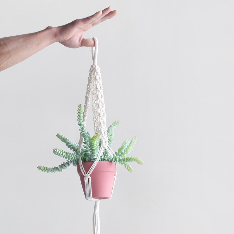 WCIC 90cm Geknoopt Macrame Plant Hanger Vintage Katoen Linnen Bloempot Mand Lifting Touw Pannenlap Tuin Gereedschap Opknoping mand