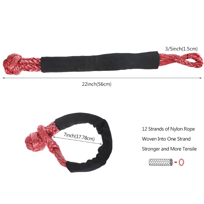 45000lbs Break Strength Synthetic Soft Shackle 1/2" X 22 Inch Off-Road Towing Recovery Shackle Tools N84F