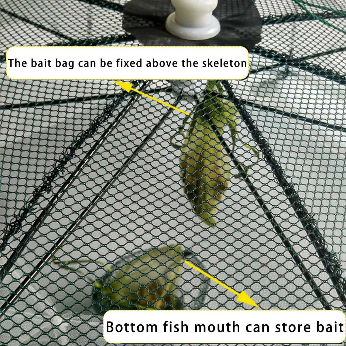 4-20 Holes Automatic Fishing Net Shrimp Cage Folded Fish Network Casting Nets Crayfish Shrimp Catcher Tank Trap Cages Mesh