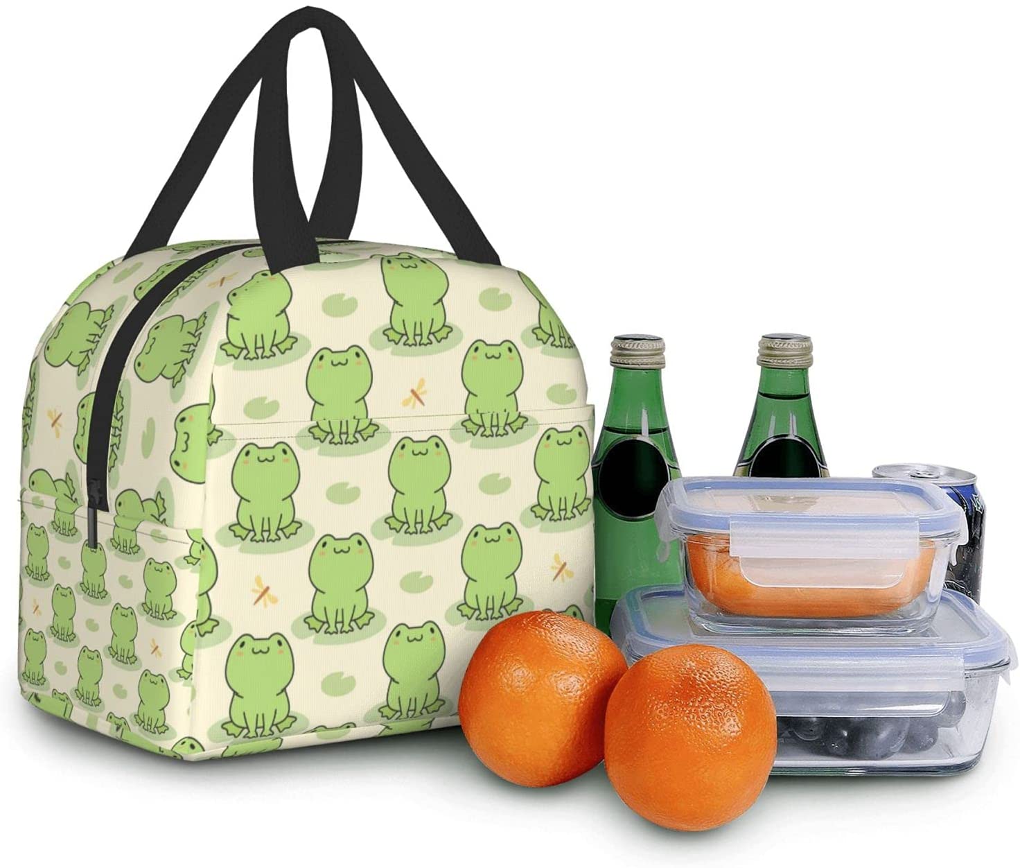 Funny Cute Frog Animal Lunch Bag Travel Box Work Bento Cooler Reusable Tote Picnic Boxes Insulated Shopping Bags for Women Men