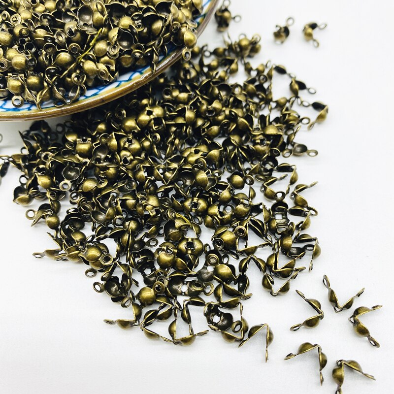 100 pz/lotto connettore chiusura raccordo 4*7mm catena a sfera Calotte End Crimps perline connettore componenti per gioielli fai da te fare Supplie