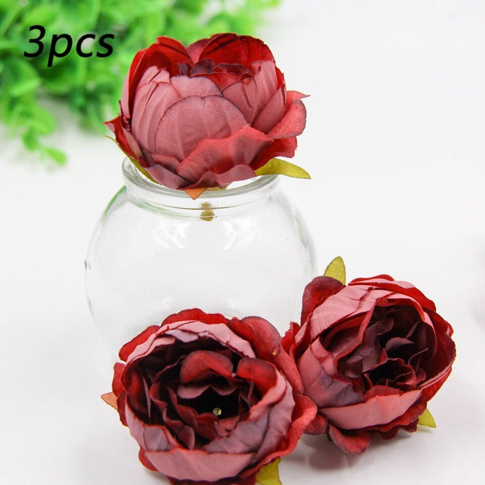 1 set god jul akryl cupcake topper julfest dekoration konstgjorda siden blommor huvud diy ros baktillbehör: 5cm vinrött