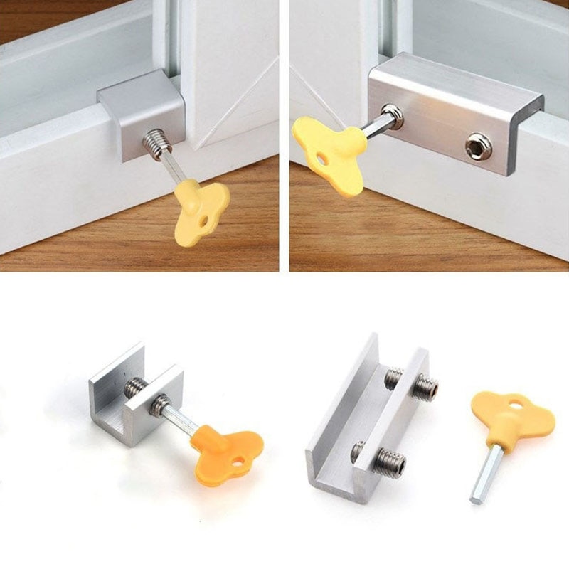 1 Pc Deur En Venster Limiter Plastic Key Window Lock Beschermen Veiligheid Security Window Lock Veiligheidsslot Raam Stopper Bescherming