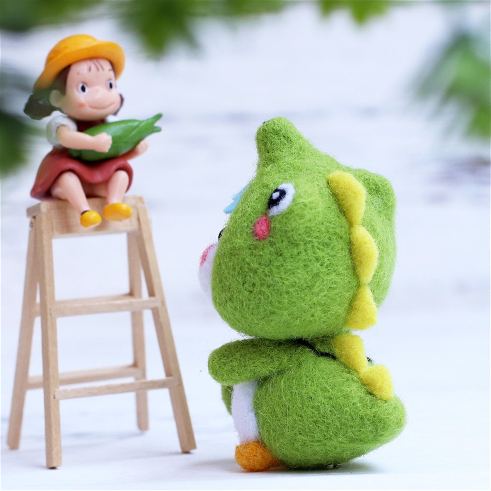 Cute Penguin z czapka w kształcie zwierzęcia Shiba Dinosaur wełna filc rękodzieło Diy nie wykończone Poked zestaw zestaw do rękodzieła dla igły torba materiałowa zestaw