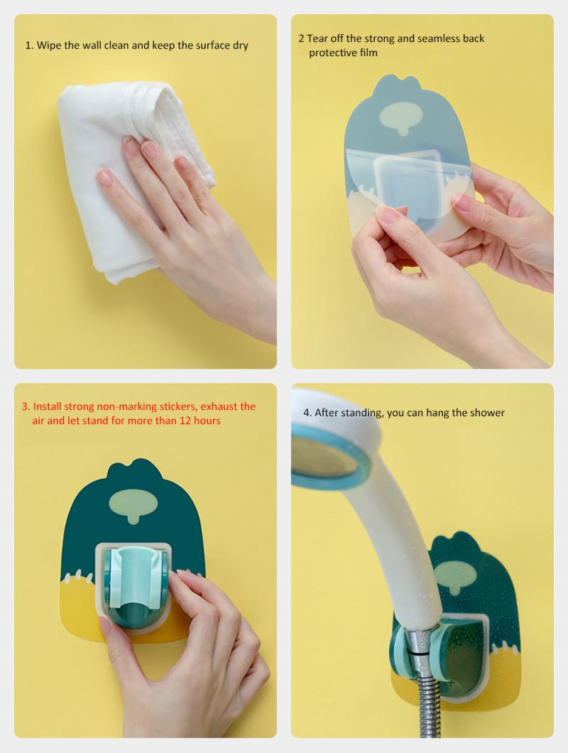 Cartoon Shower Head Fixed Seat Frame Without Punching Rain Base Adjustable Bathroom Suction Cup Nozzle Shower Bracket Bathroom