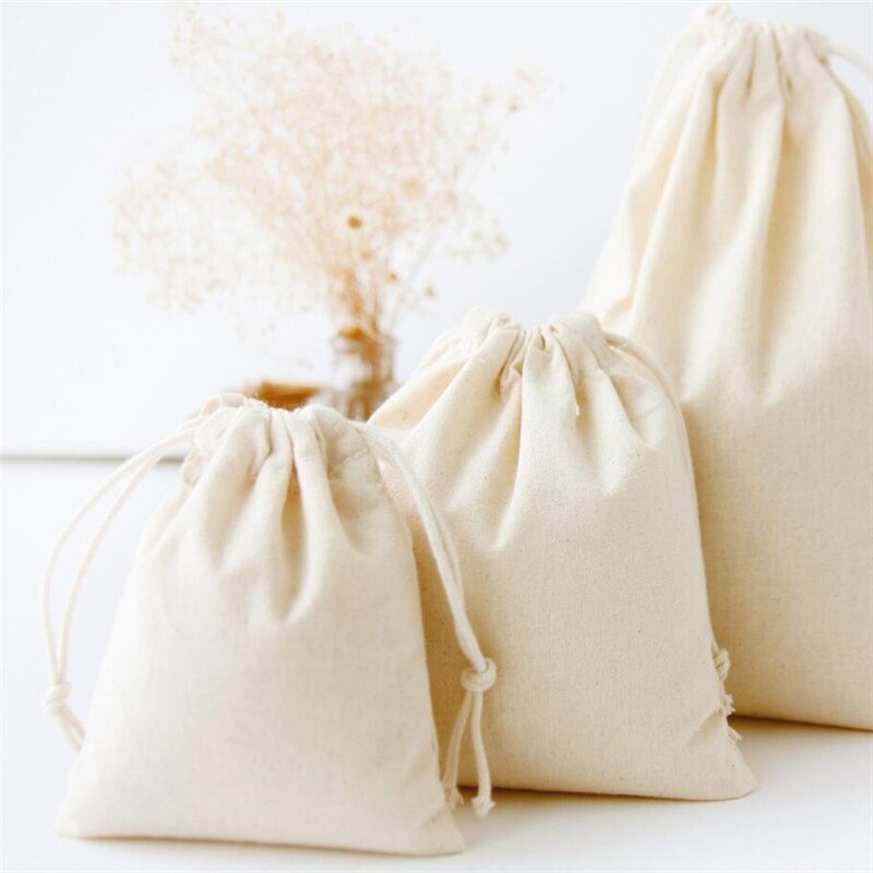 cotton linen canvas bag drawstring bags cloth candy sweets bags home buggy Storage bags CH51