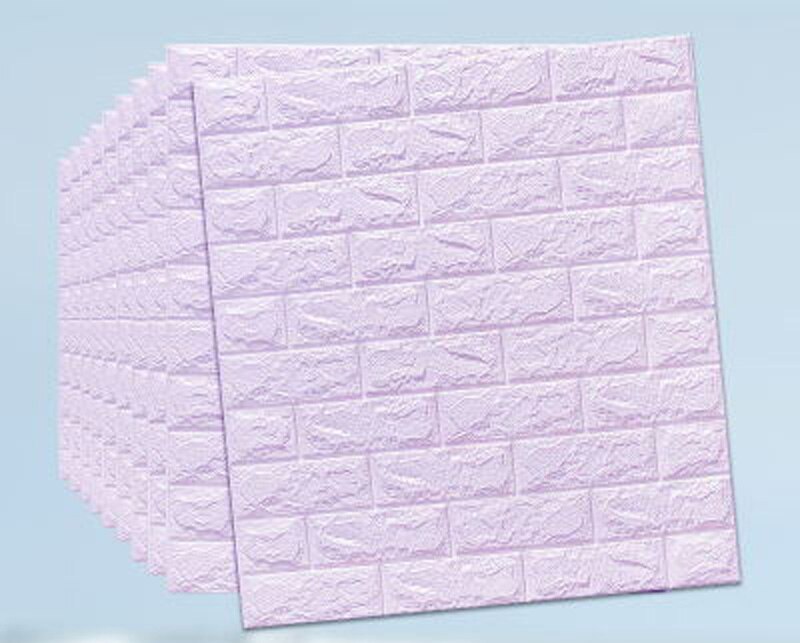 Pegatinas de espuma 3D para pared, de ladrillo, autoadhesivos impermeables para decoración del hogar, habitación de niños, sala de estar: Light purple