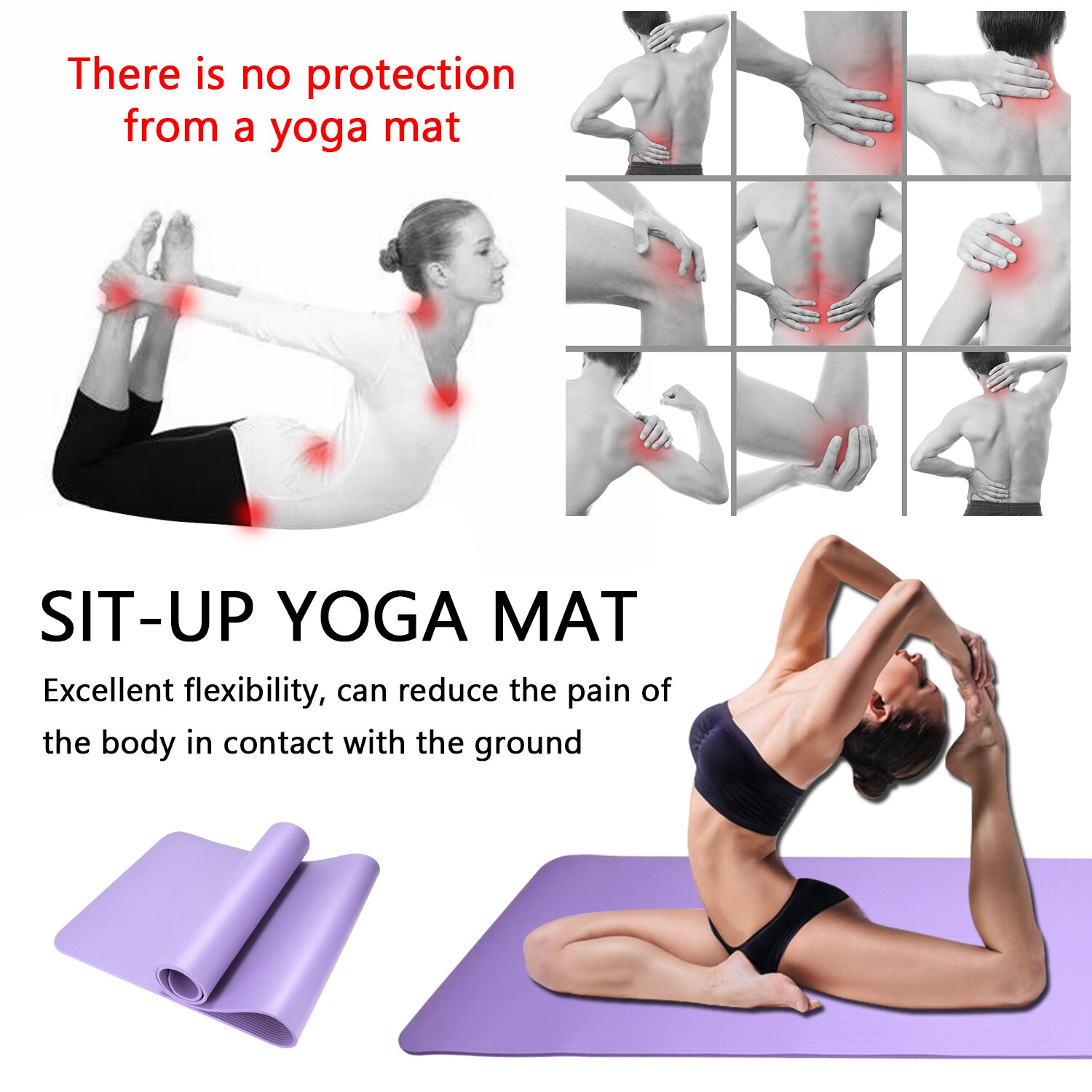 Nbr yogamattor för fitness halkfria dubbla färger säkra att använda för nybörjare miljövänlig kroppsbyggande träningsmatta för pilate