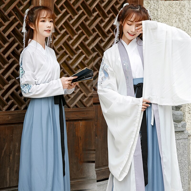 Ancient Hanfu Dress Female Student Costume Embroidery Tang Suit Classical Fairy Princess Outfit Ancient Stage Dress