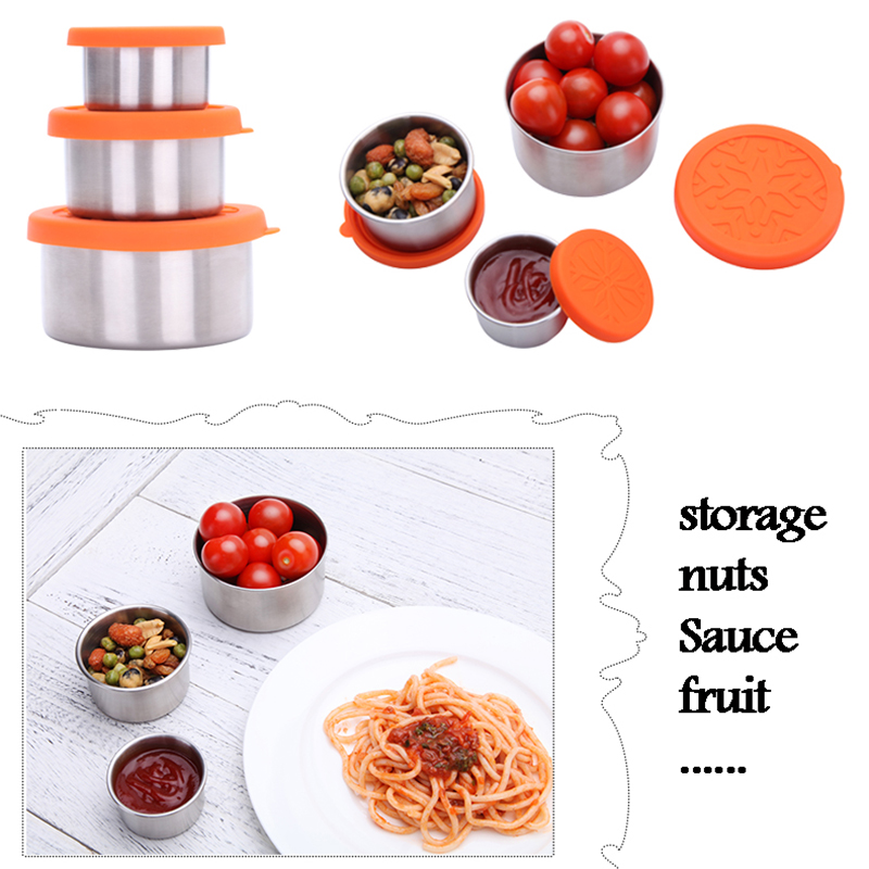 Kruiderij Containers Met Siliconen Deksels Rvs Lunch Bento Container Spice Saus Moer Ketchup Opbergdoos