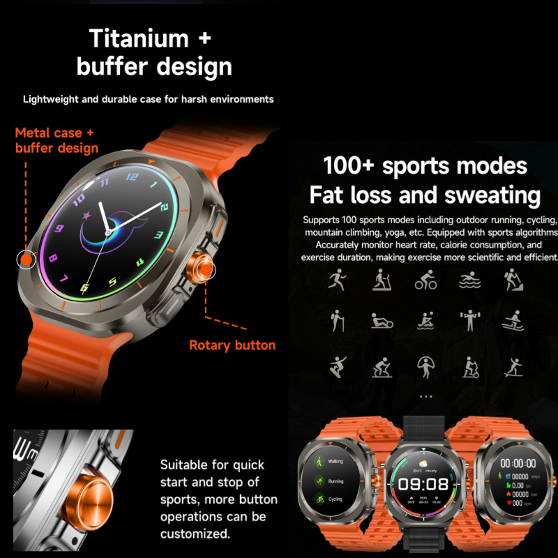 Outdoor Smartwatch Z7 Ultra with Android and IOS Titanium Metal Case with Heart Rate monitoring Bluetooth Phone Call 7-day Last