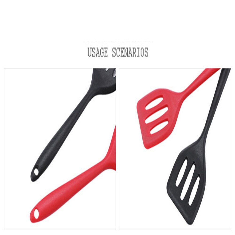 Non-Stick Grade Silicone Turner Slotted Turner Spatula Stainless Steel Handle Kitchen Utensil Non Toxic