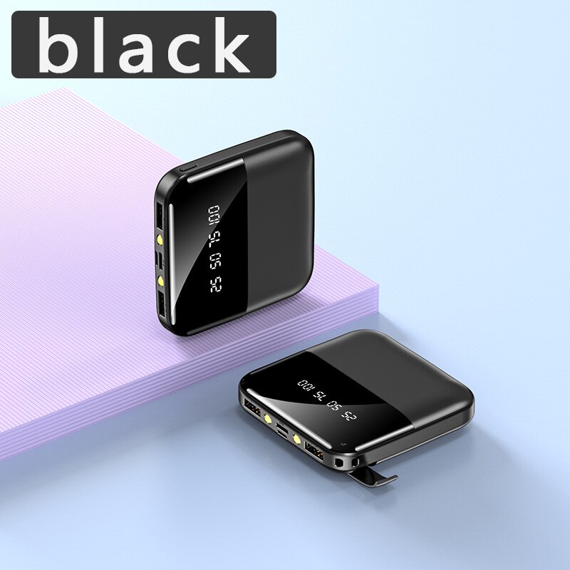 30000 Mah Mini Power Bank Dual Usb Led Display Poverbank Draagbare Externe Batterij Oplader Powerbank 30000 Mah Voor Mobiele Telefoons: Black
