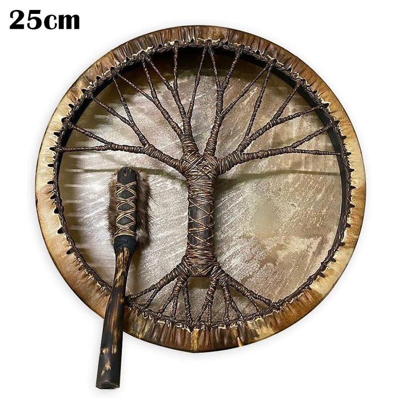 Mini 25cm Schamanen Trommel Baum Des Lebens Sibirischen Trommel Geist Ornament Ostern Dekoration Musik Handgemachte Musik Yoga Hause d5t1: Ursprünglich Titel