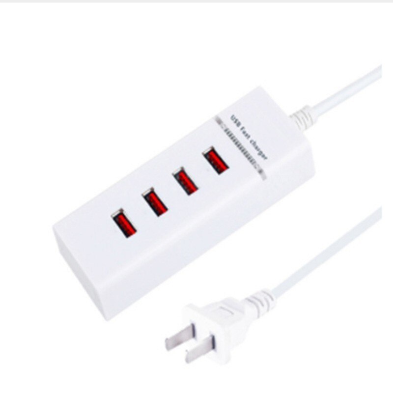 Portable 4 Ports USB Hub Charger Desktop Wall Charger AC Power Adapter EU/AU Plug Slots Charging Extension Socket Outlet: DZ0023-US-W