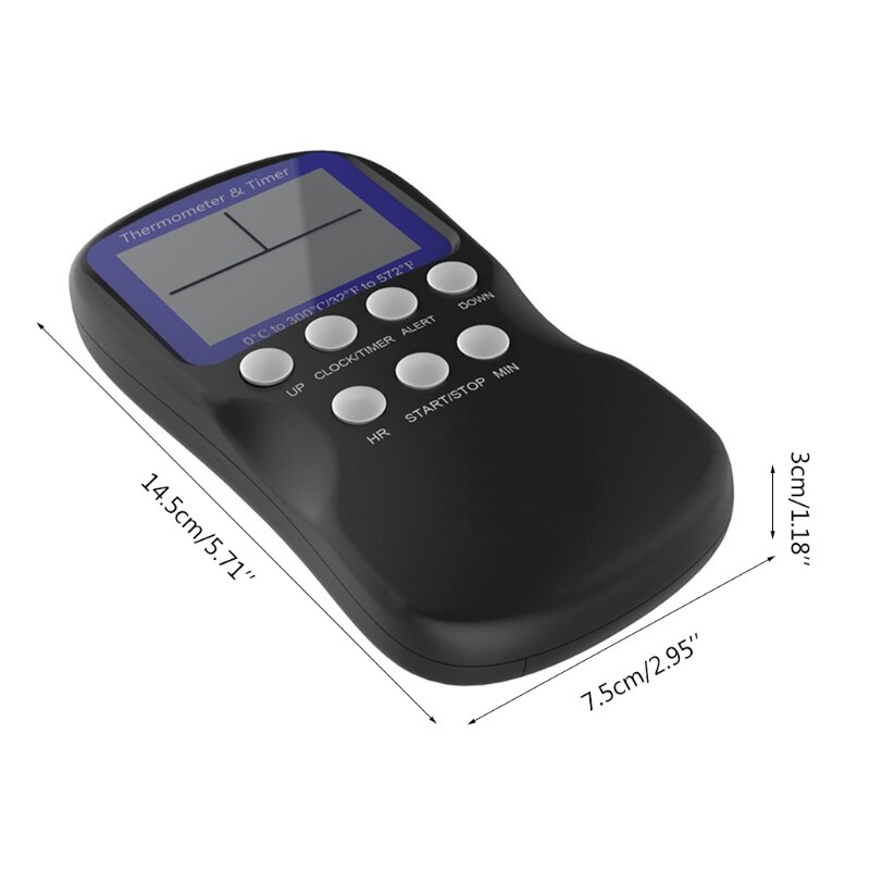 LCD Digital Probe Oven Thermometer Kitchen Cooking Timer Clock Food Meat BBQ Thermometer 0-300℃