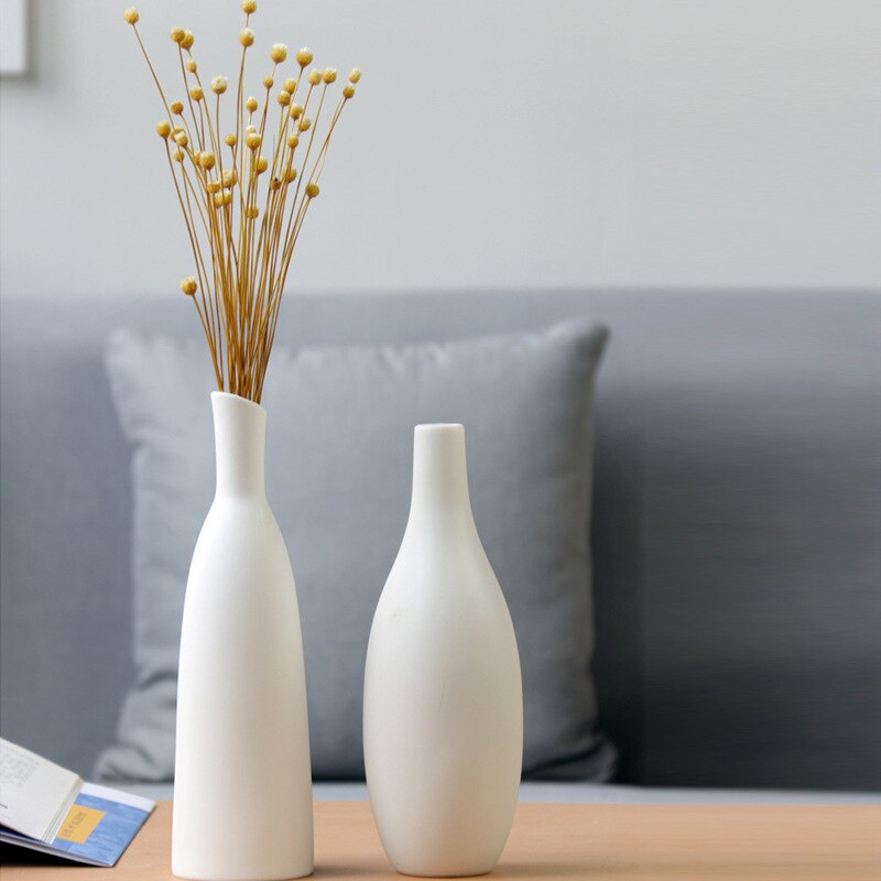 Florero de cerámica blanca para decoración del hogar, contenedor de flores para decoración de sala de estar, centro de mesa de boda moderno, 1 ud., H22cm