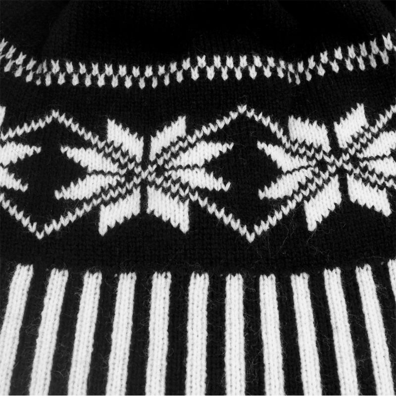 Kvinder mænd vinter strikhue klassisk sort hvid snefnug stribet geometrisk mønster hue hue med fluffy pompon kugle