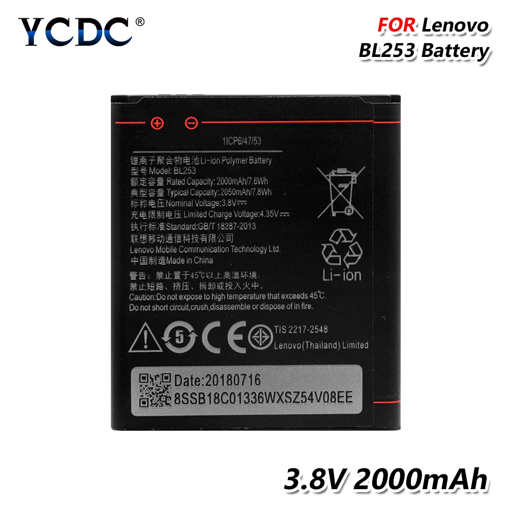 Batterie Au Lithium Rechargeable 2000MAH Batterie BL-253 BL253 Pour Lenovo A2580 A2860 A2010 A1000 A1000M A3800D