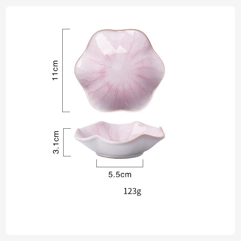 Smuk retro lotus keramisk tallerken porcelæn ovn glaseret blomst middag tallerken sauce nødder frugt bakke fest snack retter tallerken: Lyserødt blad