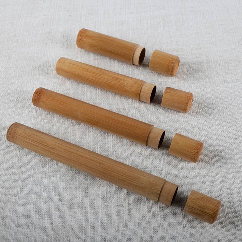 Naturligt bamburör för tandborste miljövänlig reseväska handgjord 21cm bambu tandborströr bärbar reseförpackning 1pc