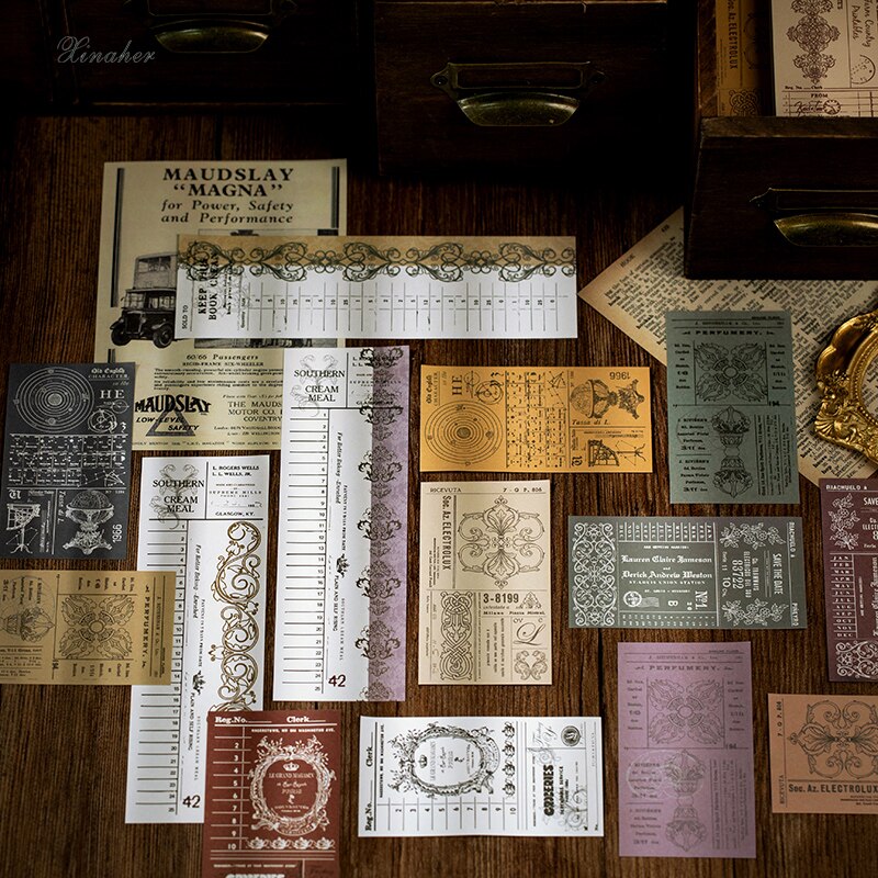 50 pçs material do bilhete da videira da flor papel lixo jornal planejador de papel ofício scrapbooking vintage decorativo diy artesanato álbuns de fotos
