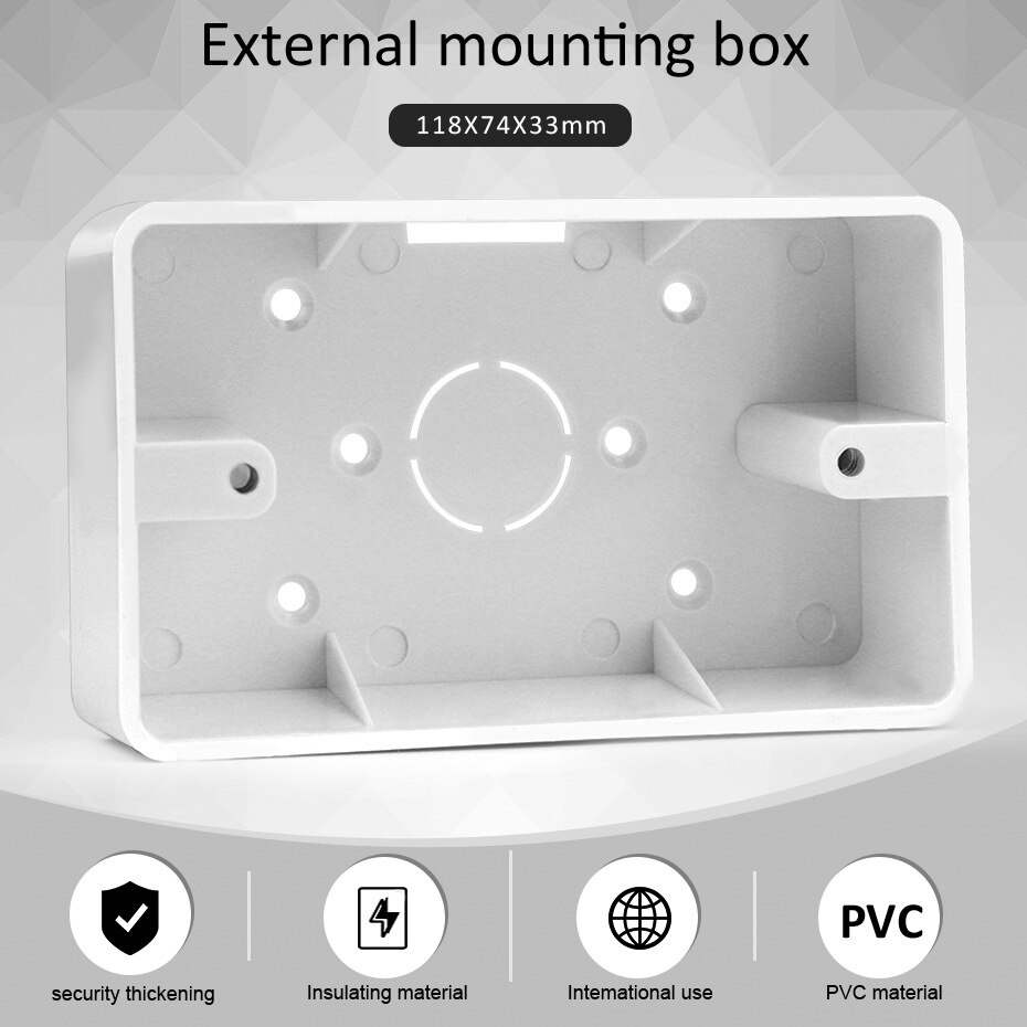 Switch Box External Mounting Box 118mm*74mm*34mm for 118mm Touch Switch and USB Socket For Any Position of Wall Surface
