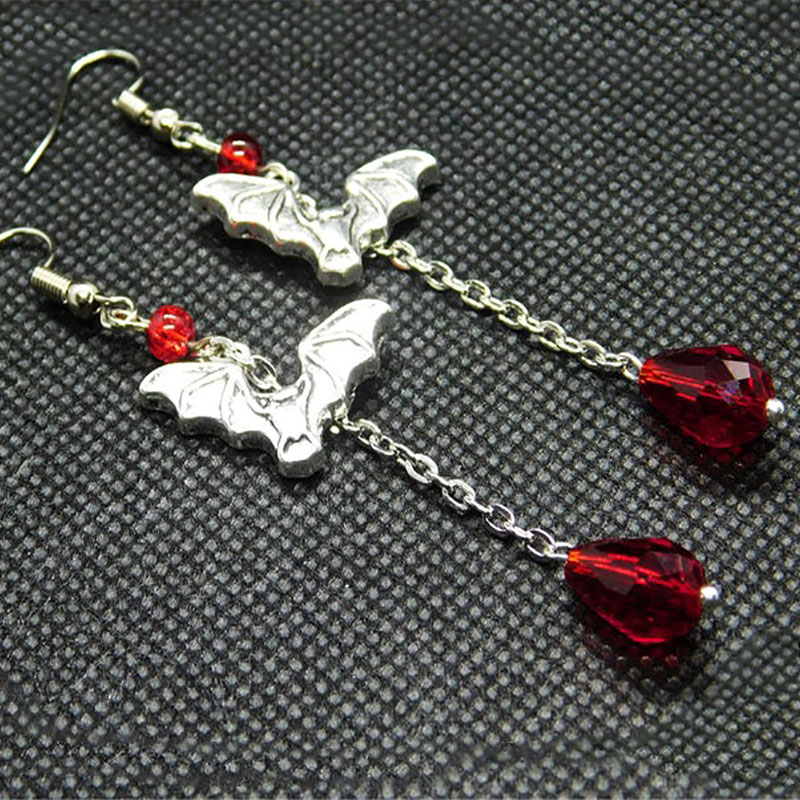 Red bat earrings, Silver Bat Jewellery VAMPIRE BLOOD BAT earrings, black Blood Bat Pendant, Pendant, Halloween, Gothic Emo