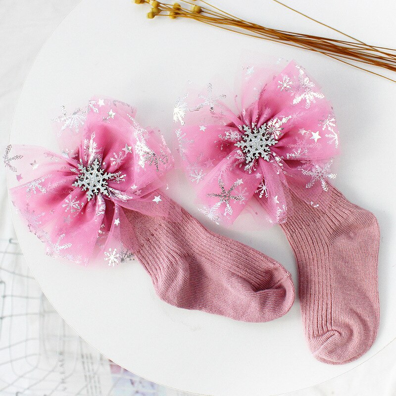 Kinderen Zuivere Katoenen Sokken Meisjes Boog Lente Herfst Prinses Sokken 0-10 Jaar Oud Koreaanse Versie Hoge Top baby Sokken: Pink Socks / 4 to 6 Year