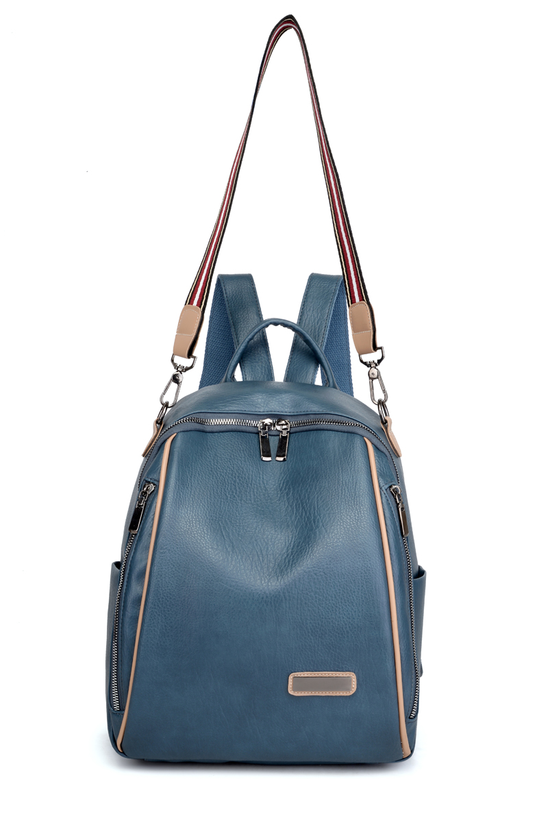 Frauen Rucksack frühjahr neue wilden weiche leder freizeit reise große kapazität blau farbe tasche geldbörse